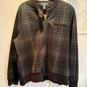 LRL Lauren Jeans Co.-Black watch Plaid Zip Bomber Jacket, Black, Size XL